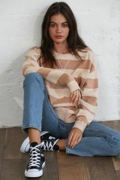 BY TOGETHER Tops NASHVILLE STRIPED CREWNECK