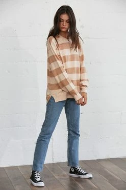 BY TOGETHER Tops NASHVILLE STRIPED CREWNECK