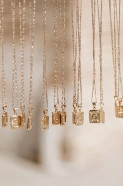 GOOD KARMA DESIGNS LUXE RECTANGLE INITIAL NECKLACE