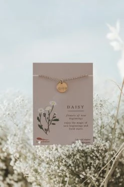 LUCKY FEATHER ACCESSORIES 14K GOLD BOTANICAL NECKLACE · DAISY