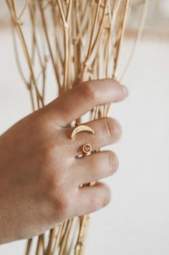 MESA BLUE PEACH MOONSTONE CRESCENT RING