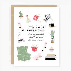 PARTY OF ONE LIFESTYLE HOMEBODY BIRTHDAY CARD
