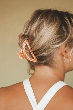 FAME ACCESSORIES ORANGE ARCH CHECKERBOARD HAIR CLIP