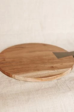 CREATIVE CO-OP Home ROUND ACACIA WOOD CUTTING BOARD