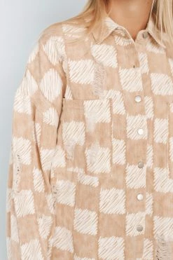 POL Jackets + Button-ups LAINEY CHECKERBOARD BUTTON-UP