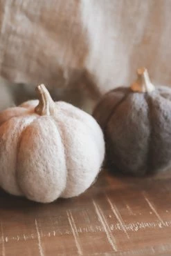 CREATIVE CO OP Home WOOL PUMPKIN DECOR · LARGE
