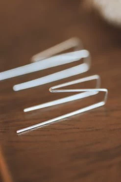 RAFFINERT ACCESSORIES LONG TRIANGLE DOUBLE THREADER EARRINGS W/ POSTS