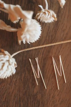 RAFFINERT ACCESSORIES LONG TRIANGLE DOUBLE THREADER EARRINGS W/ POSTS