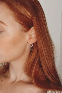 RAFFINERT ACCESSORIES LONG TRIANGLE DOUBLE THREADER EARRINGS W/ POSTS