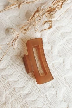 TIEPOLOGY ACCESSORIES SEMI-TRANSPARENT RECTANGULAR HAIR CLIP · LIGHT BROWN