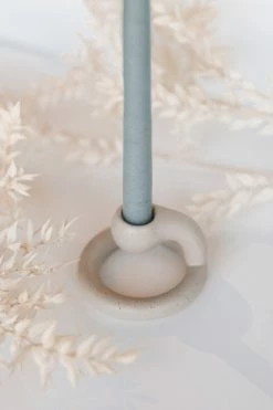 CREATIVE CO OP Home ROUND STONEWARE TAPER HOLDER