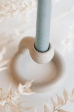 CREATIVE CO OP Home ROUND STONEWARE TAPER HOLDER