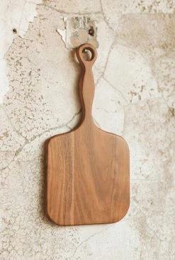 CREATIVE CO OP ACACIA WOOD CHEESE BOARD W/ EXTENDED HANDLE