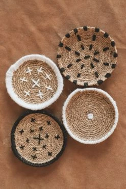 CREATIVE CO OP HAND-WOVEN SEAGRASS COASTER SET Home