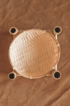 CREATIVE CO OP DECORATIVE BAMBOO TRAY ON STAND Home