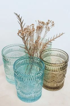 CREATIVE CO-OP Home EMBOSSED DRINKING GLASS