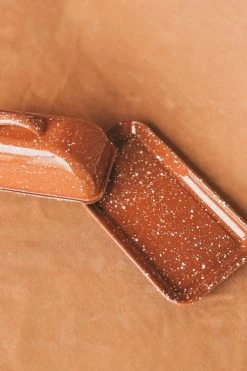 CREATIVE CO OP ENAMEL SPLATTERWARE BUTTER DISH Home