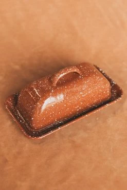 CREATIVE CO OP ENAMEL SPLATTERWARE BUTTER DISH Home