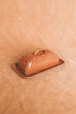 CREATIVE CO OP ENAMEL SPLATTERWARE BUTTER DISH Home