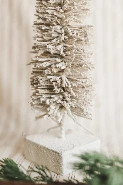 CREATIVE CO OP FROSTED BOTTLE BRUSH TREE WITH LED LIGHTS Home