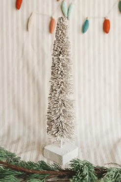 CREATIVE CO OP FROSTED BOTTLE BRUSH TREE WITH LED LIGHTS Home