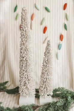 CREATIVE CO OP FROSTED BOTTLE BRUSH TREE WITH LED LIGHTS Home