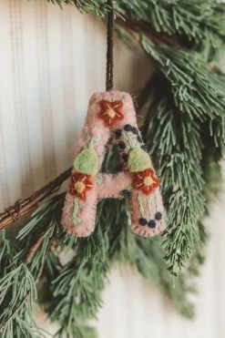 CREATIVE CO OP WOOL ALPHABET LETTER ORNAMENT