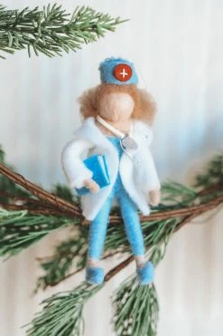 CREATIVE CO OP WOOL HEALTHCARE WORKER ORNAMENT Home