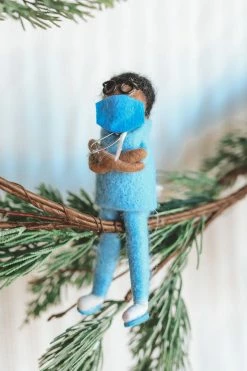 CREATIVE CO OP WOOL HEALTHCARE WORKER ORNAMENT Home
