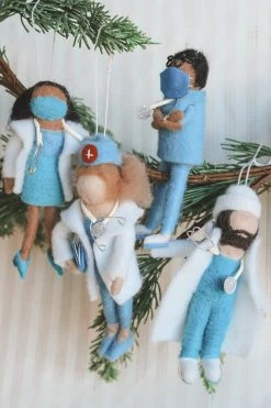 CREATIVE CO OP WOOL HEALTHCARE WORKER ORNAMENT Home