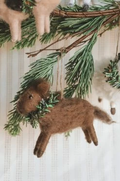 CREATIVE CO OP WOOL FELT FARM ANIMAL ORNAMENT Home