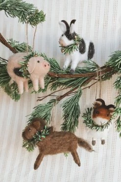 CREATIVE CO OP WOOL FELT FARM ANIMAL ORNAMENT Home