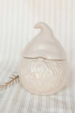 CREATIVE CO OP STONEWARE GNOME JAR W/ LID Home