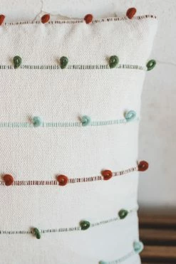 CREATIVE CO OP HOLIDAY EMBROIDERED COTTON PILLOW