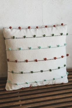 CREATIVE CO OP HOLIDAY EMBROIDERED COTTON PILLOW