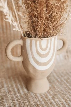 BLOOMINGVILLE Home ABSTRACT STONEWARE VASE W/ HANDLES