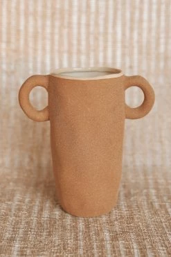 BLOOMINGVILLE TERRA COTTA STONEWARE VASE W/ HANDLES Home