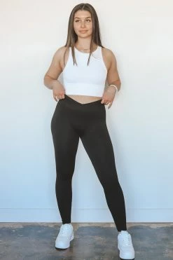 NIKIBIKI RIBBED CROSSOVER WAISTBAND LEGGINGS