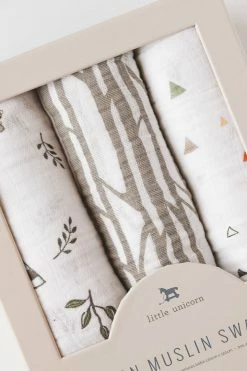 LITTLE UNICORN Baby + Kids COTTON MUSLIN SWADDLE 3-PACK · FOREST FRIENDS