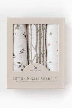 LITTLE UNICORN Baby + Kids COTTON MUSLIN SWADDLE 3-PACK · FOREST FRIENDS