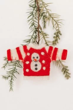 CREATIVE CO OP Home WOOL FELT SWEATER ORNAMENT