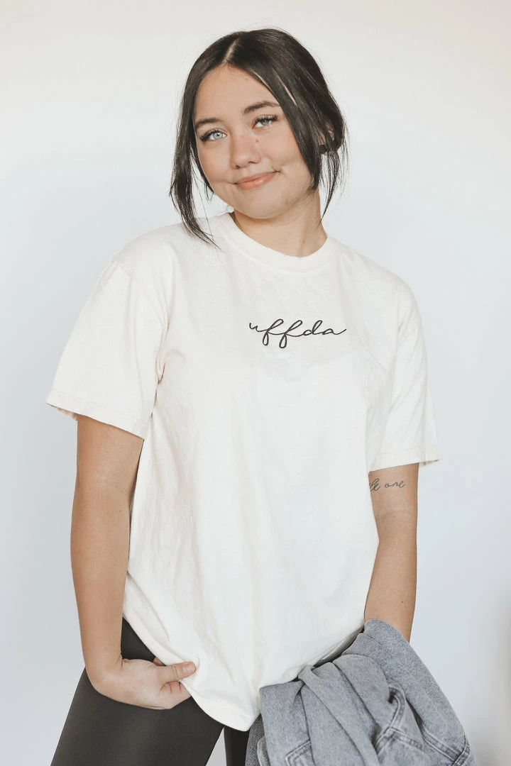 HumanKIND UFFDA SCRIPT EMBROIDERED TEE Tees 5 HumanKIND UFFDA SCRIPT EMBROIDERED TEE Tees