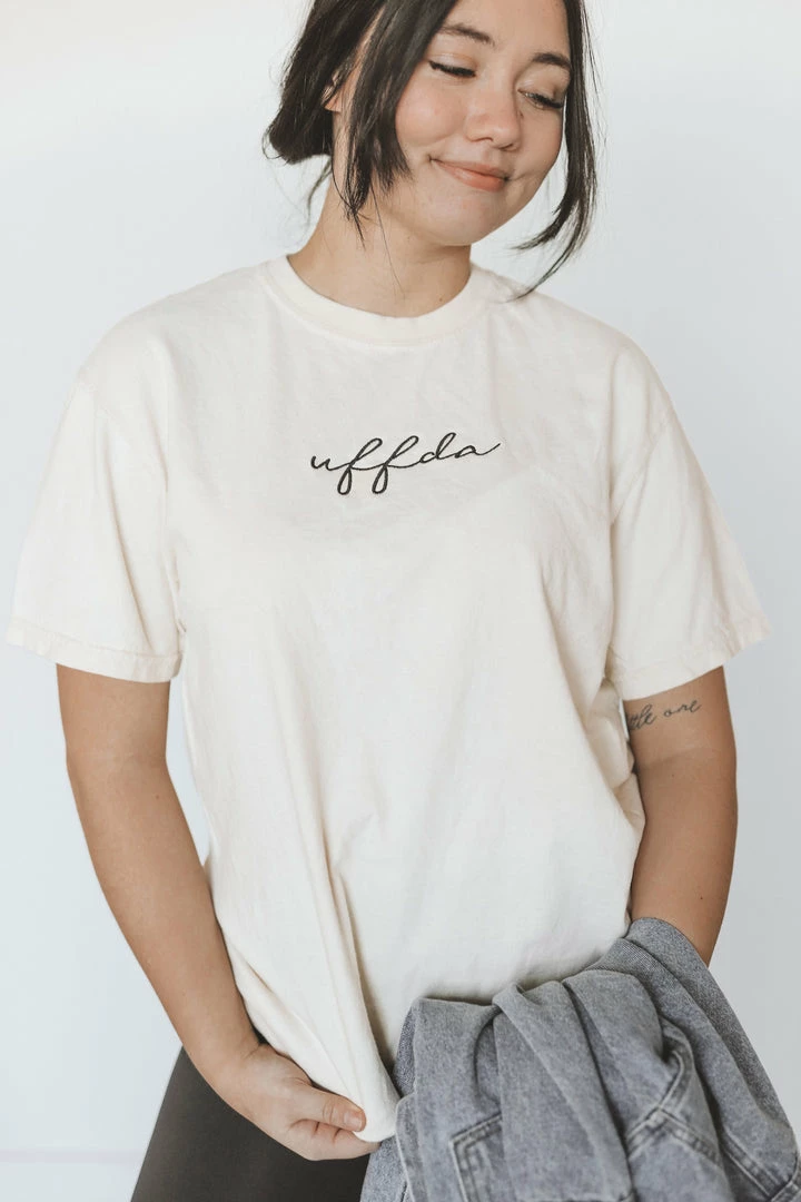 HumanKIND UFFDA SCRIPT EMBROIDERED TEE Tees 6 HumanKIND UFFDA SCRIPT EMBROIDERED TEE Tees