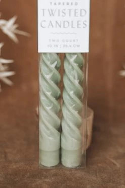 PADDYWAX Home TWISTED TAPER CANDLE 2-PACK · FOREST GREEN