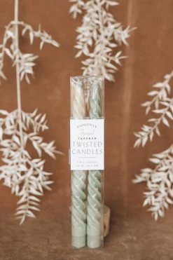PADDYWAX Home TWISTED TAPER CANDLE 2-PACK · FOREST GREEN