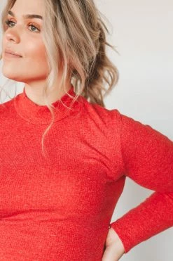 HEART & HIPS Tops LANA MOCK NECK TOP