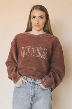 HumanKIND UFFDA EMBROIDERED CORDED CREWNECK