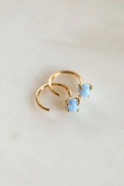 JAXKELLY ACCESSORIES OPAL HUGGIE EARRINGS
