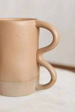 CREATIVE CO OP ABSTRACT 2-TONE STONEWARE MUG Home