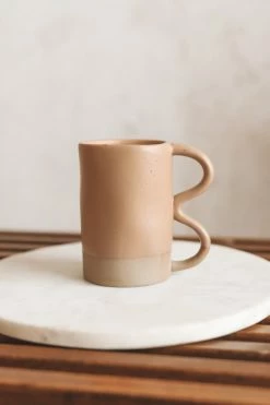 CREATIVE CO OP ABSTRACT 2-TONE STONEWARE MUG Home